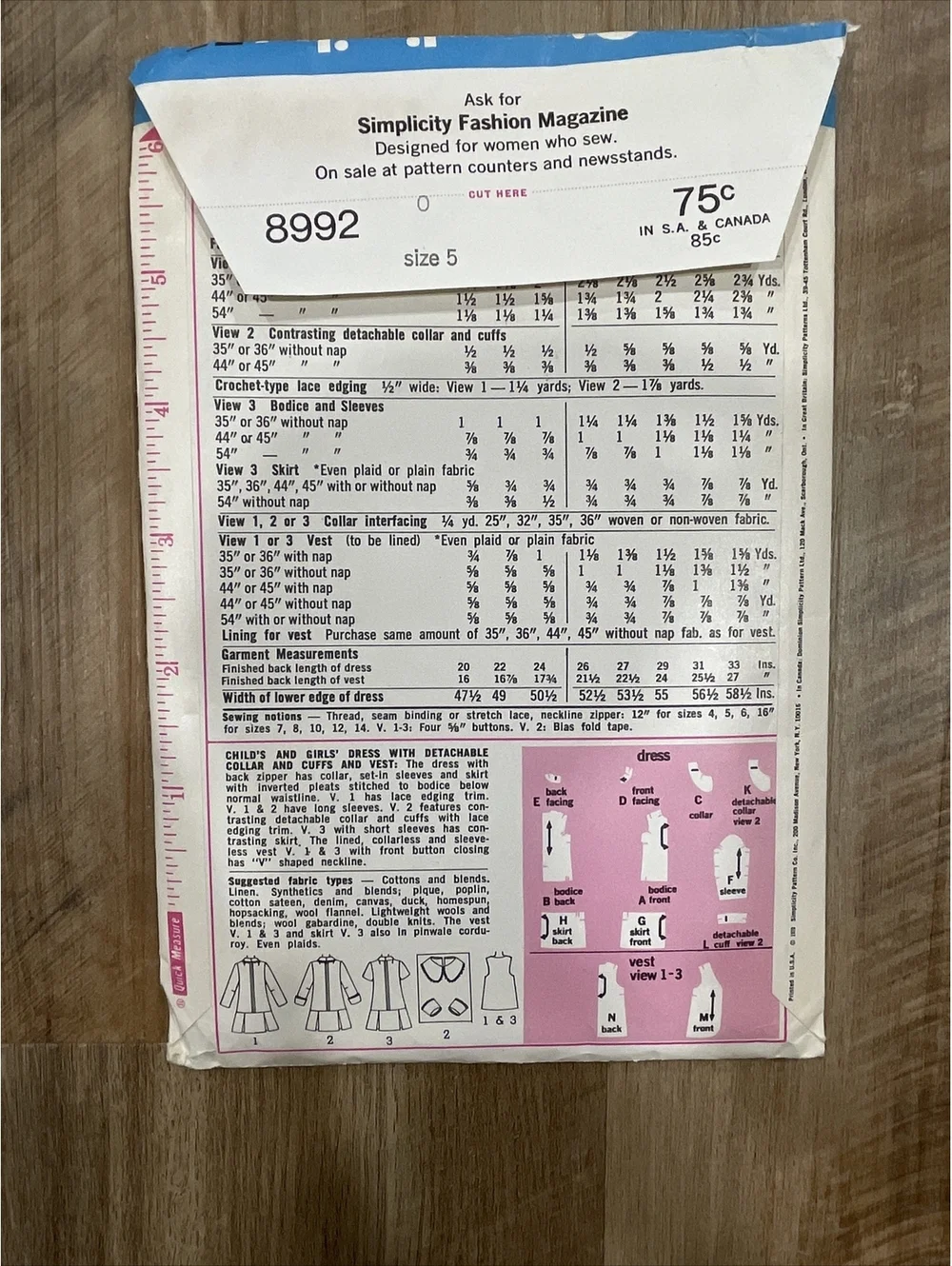 VTG Simplicity Sewing Pattern Girls' Lot Of 3: 5818, 8992, 1934;  Sizes 4, 5 & 7
